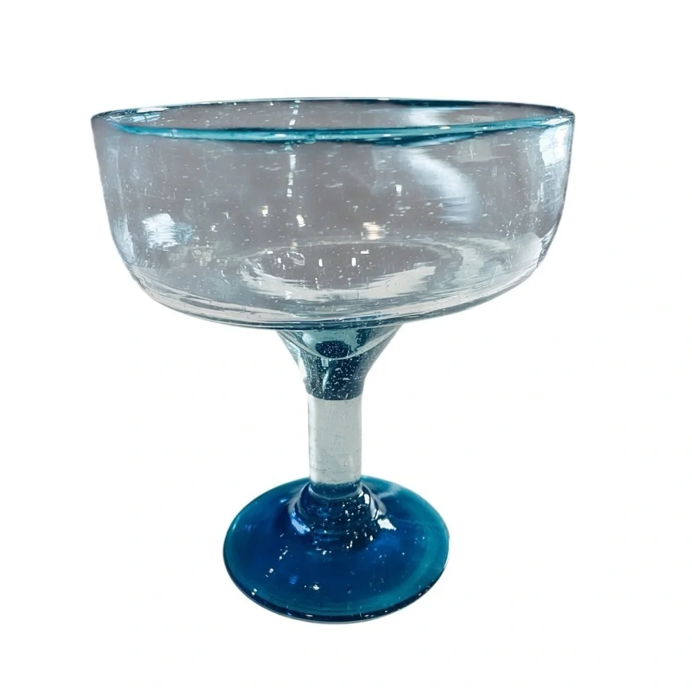 Mexican Hand Blown Glass – Set of 2 Hand Blown Margarita Glasses (16 oz)